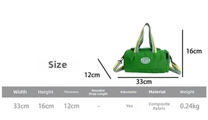 Detailed size chart for children dance shoulder bag with width 33cm and height 16cm