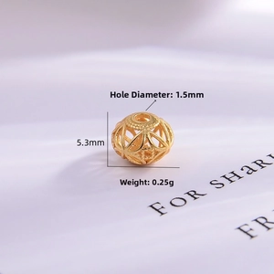 Macro shot of S925 silver hollow lotus bead with 1.5mm hole and 6.9mm diameter