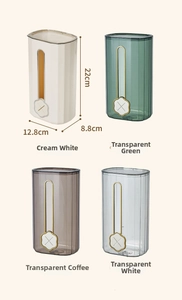 Wall-mounted tissue box organizer in four colors with vertical stripes and floral detail