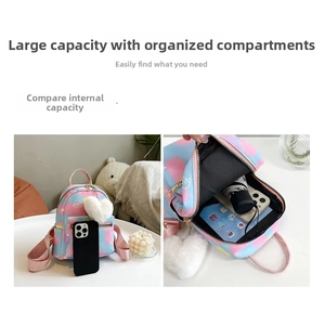 Mini gradient backpack showing spacious interior capacity for tablets and essentials