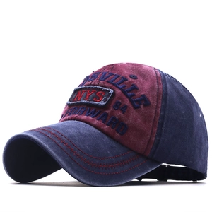 Casquette baseball vintage brodée NYS en toile lavée bleu marine et bordeaux