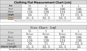 Detailed size chart for the sequin cardigan including bust, waist, and length measurements