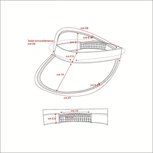 PVC sun visor hat with adjustable elastic band featuring 10cm wide brim and 54cm circumference