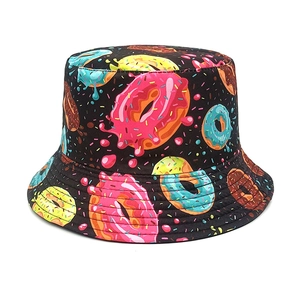 Chapeau Bob Imprimé Donuts Polyester Réversible Protection Solaire Extérieur Chapeau De Pêcheur Pour Hommes Femmes Été