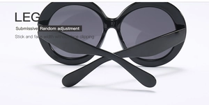 Detail of adjustable oversized round sunglasses temple with comfortable flexible fit