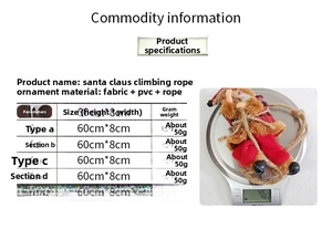 Detailed size chart for the 60cm climbing Santa Claus hanging decoration with PVC and fabric