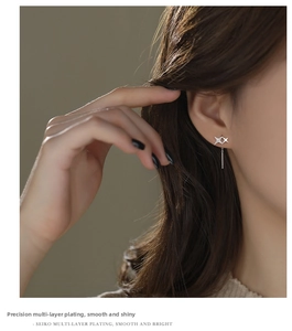 Detailed close-up of 925 sterling silver star drop earrings with sparkling zircon stones