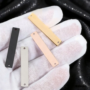 Mirror polished rectangular stainless steel connector tags in four metallic finishes