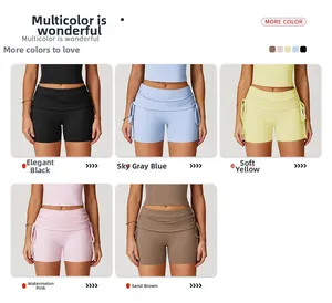 Yoga-Shorts in fünf Farben mit seitlichem Kordelzug und hohem Kompressionsbund