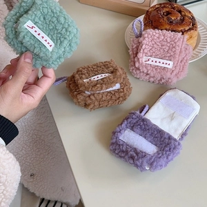 Custodia Per Auricolari In Peluche Borsa Lana Di Agnello Morbida Portatile Mini Sacchetto Con Tracolla Portamonete Per Cuffie