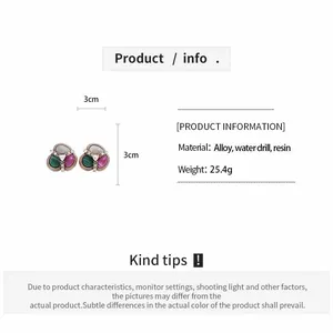 Detailed sizing chart showing dimensions of diamond triangle teardrop earring in alloy