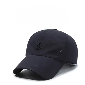 Close-up of quick-dry baseball cap featuring breathable mesh and 3D embroidered C letter
