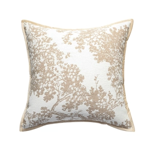 French style beige luxury decorative square cushion cover with leaf pattern