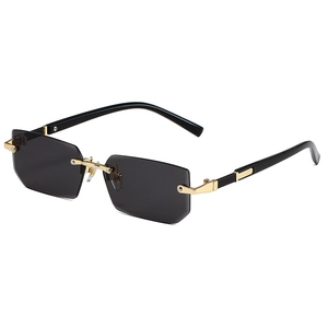 Rimless Rectangular Sunglasses Metal Bridge PC Jelly Lens UV400 Cut Edge Fashion Retro Eyewear For Women Outdoor Travel