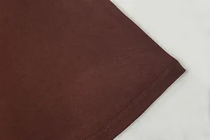 Detail of double-needle hem stitching on a dark brown slim fit sleeveless maxi dress