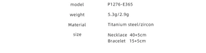 Specifications of star zircon necklace and bracelet set in 18K gold titanium steel
