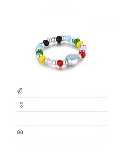 Anello con perline in argento S925, fiore in smalto blu e specifiche tecniche