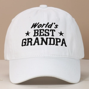 Casquette de baseball blanche en coton brodée Best Grandpa au design classique à six pans
