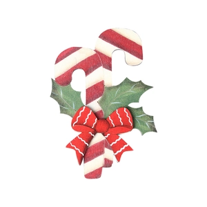 Christmas tree hanging ornament with red and white candy cane design and festive bow