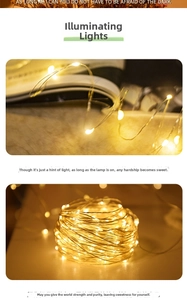 Detailed view of warm white LED copper wire fairy lights for festive home decoration