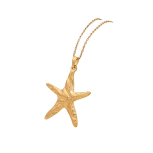 Goldene Edelstahl Halskette mit Seestern-Anhänger und feiner Gliederkette für Damen