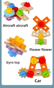 Modèles de boîtes à outils en bois pour enfants comme avion fleur toupie et voiture