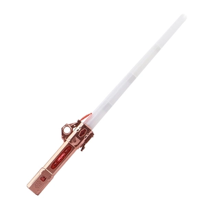 Kids retractable laser sword toy with rose gold handle and colorful glowing blade