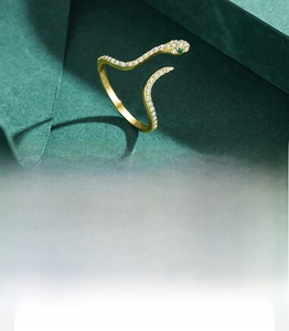 Close-up of S925 silver snake ring showing intricate 5A zircon micro-inlay craftsmanship