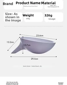 Detailed technical diagram of multifunctional drain bowl with precise dimensions and materials
