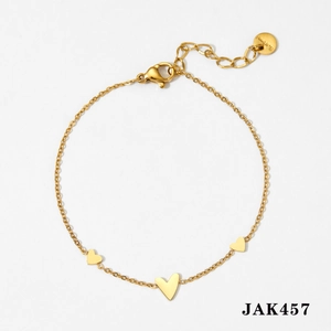 Elegant gold heart charm anklet made of stainless steel with adjustable lobster clasp
