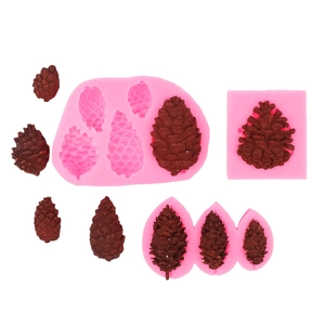Pink pinecone silicone fondant mold set for cake decorating and chocolate baking