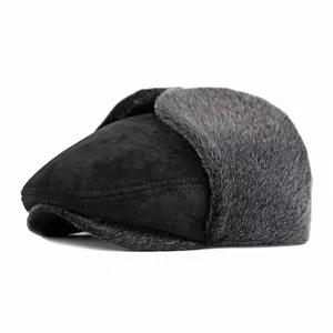 Boina De Invierno Cálida Para Hombre De Gamuza Sintética Gruesa Con Orejeras De Piel Artificial Gorra Resistente Al Viento