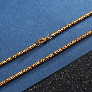 Men's minimalist gold box chain necklace made of stainless steel with lobster clasp