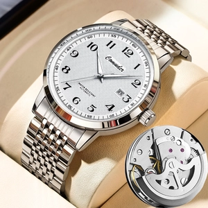 Orologio Da Uomo Business Al Quarzo Lancette Luminose Data Resistente Acqua Vetro Minerale Cassa Lega Acciaio Pelle