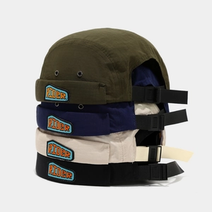 Retro Brimless Docker Hat Ripstop Polyester Letter Patch Adjustable Breathable Streetwear Miki Cap