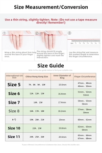 Ring size measurement and conversion guide for S925 sterling silver moissanite rings