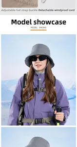 Adjustable winter bucket hat with detachable chin strap for windproof protection