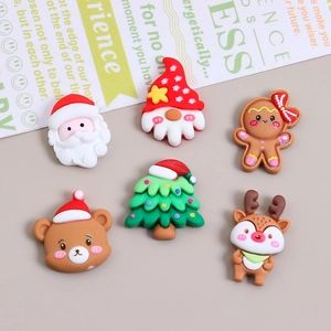 6-piece Christmas DIY resin charms including Santa, Reindeer, and Gingerbread Man figurines