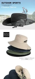 Chapeau de pêche camouflage avec large bord, cordon réglable et protection solaire