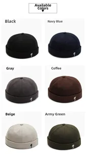 Detailed grid of Miki Hats in six colors featuring minimalist palm tree embroidery