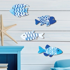 Decoración de Pared de Madera Mediterránea Pez Tortuga Delfín Ornamento de Animal Marino para Sala de Estar Baño Jardín Hogar Decoración