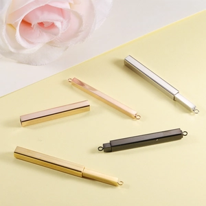 304 Stainless Steel Retractable 3D Bar Pendant Mirror Polished Double Loop Connector For DIY Jewelry Making