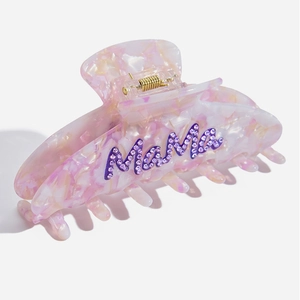 Pince à Cheveux en Acétate de Marbre Rose Violet Doux Avec Lettre Mama en Strass pour Femme Bijoux de Coiffure