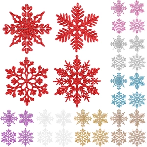 Christmas Snowflake Ornaments Glittering Plastic Hollow Hanging Pendants For Winter Holiday Tree Decor