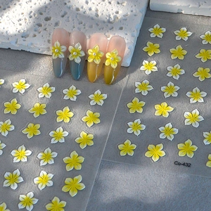 Adesivi Per Unghie 5D Rilievo Fiore Di Frangipane 3D Autoadesivi Decorazione Manicure Per Donne Ragazze Design Floreale