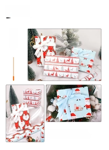 Multiple styles of Christmas kraft wrapping paper shown with gift boxes and festive decor
