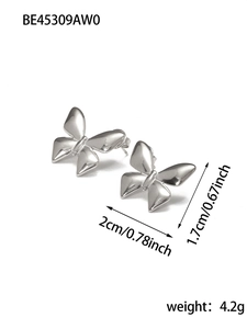 Silver bow stud earrings measuring 2cm by 1.7cm and weighing 4.2g for fashion wear