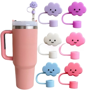 Cloud-shaped silicone straw toppers set in multiple colors for 40oz tumblers dust protection