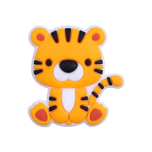 Cute orange tiger silicone bead for DIY baby pacifier clips and teething accessories