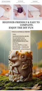 Detaillierte Igel-Silikonform mit floraler Textur für DIY-Duftkerzenherstellung